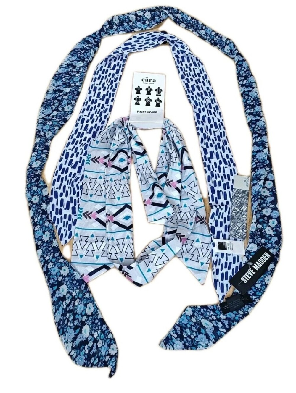 3 Long Skinny Neck Scarf Belt Purse Steve Madden Floral 14 Union Cara NY Geo Nwt